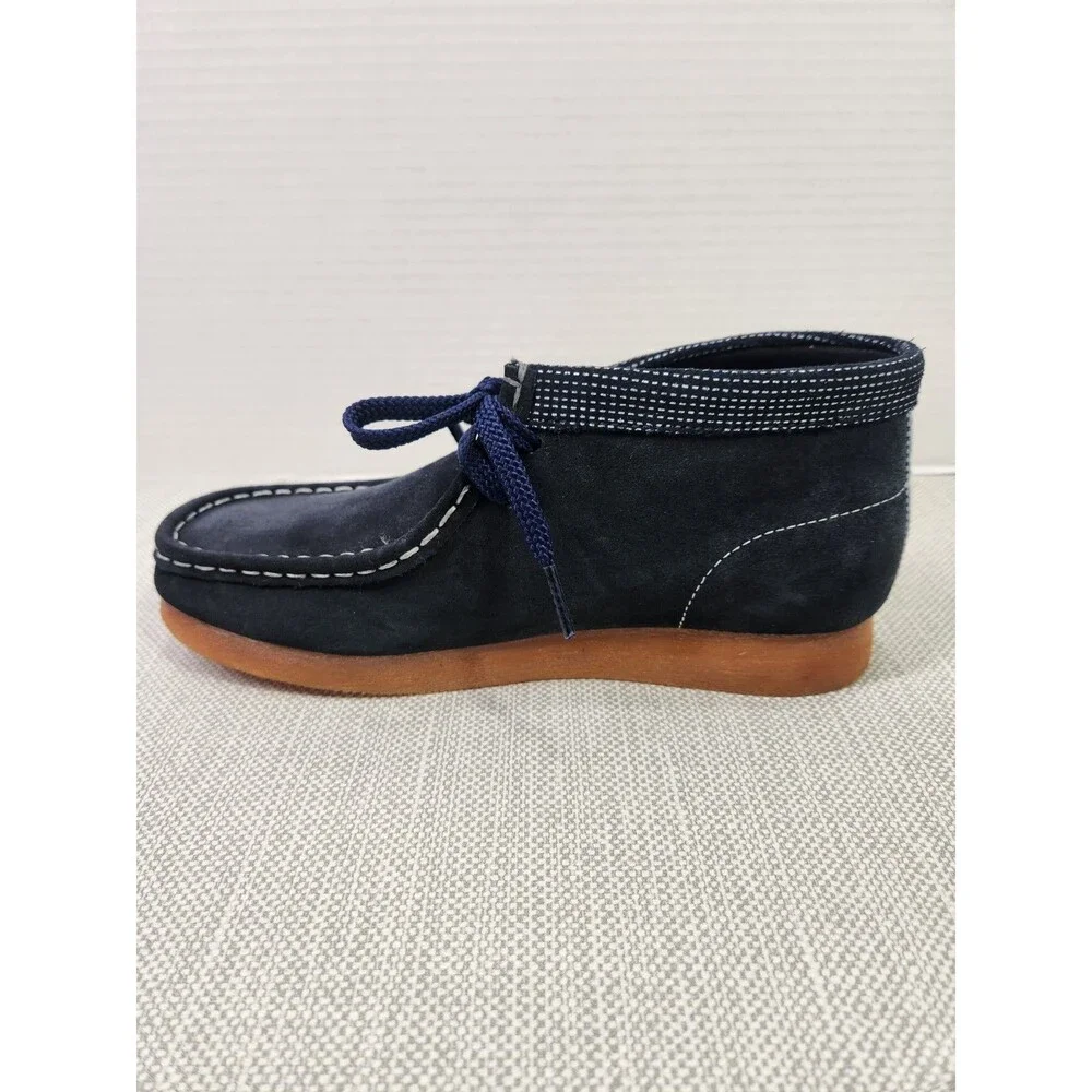 Clarks Originals Blue Marine Wallabee Boots Navy Suede Leather Kids Wide
